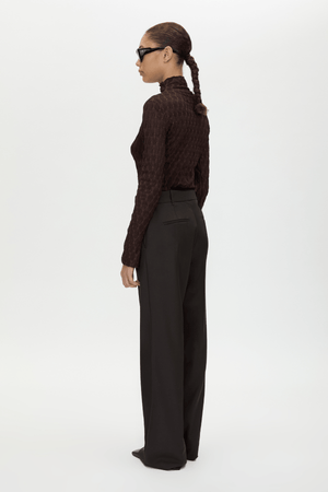 SAXONY HIGH WAISTED PINTUCK PANT ESPRESSO PINDOT