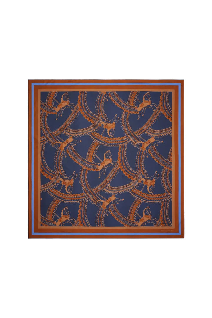 CAROUSEL CLASSIC SILK SCARF NAVY MULTI