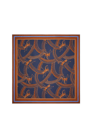 CAROUSEL CLASSIC SILK SCARF NAVY MULTI