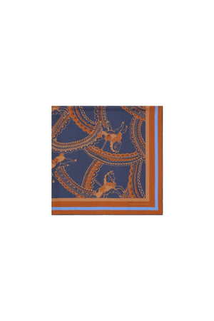 CAROUSEL CLASSIC SILK SCARF NAVY MULTI