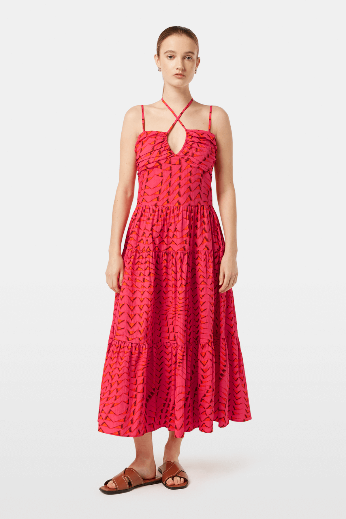 SEERSUCKER MIDI DRESS HOUSE OF MIRRORS PINK