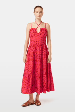 SEERSUCKER MIDI DRESS HOUSE OF MIRRORS PINK