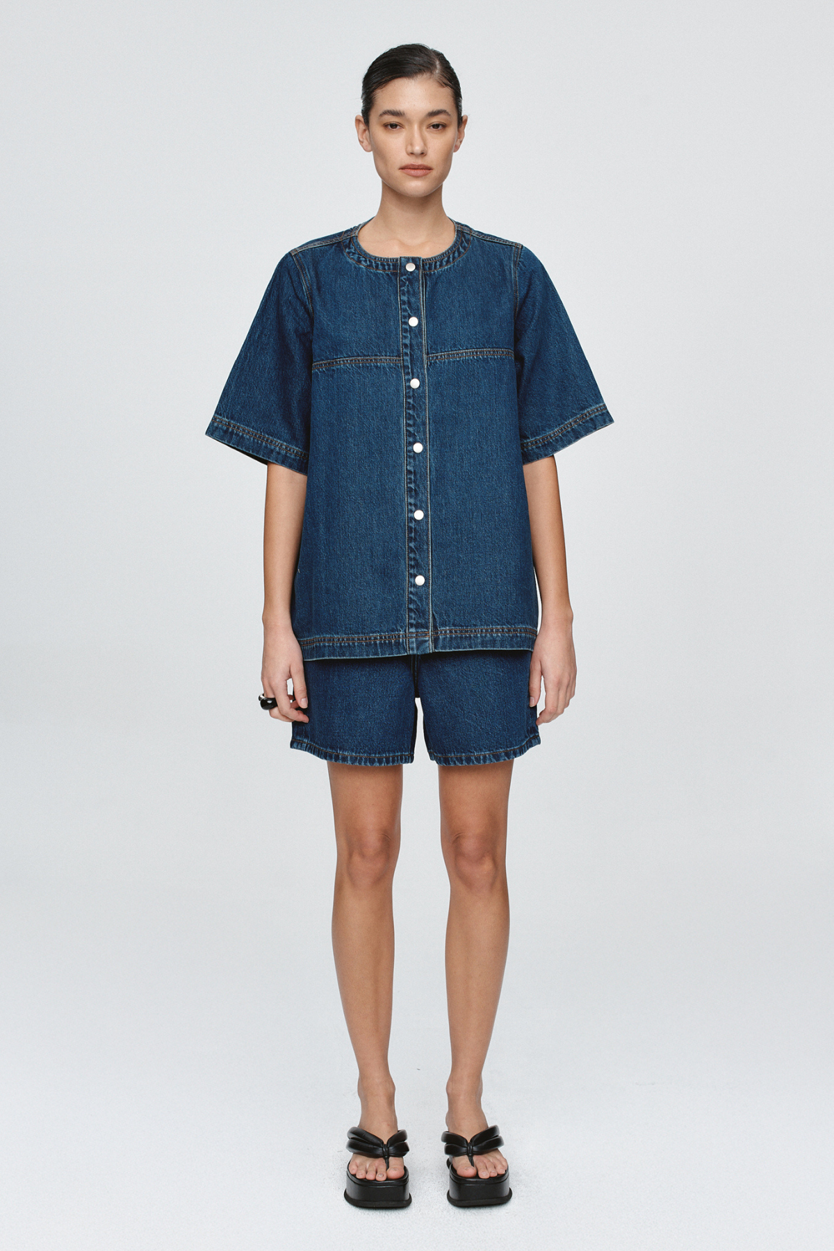 SHORT SLEEVE SEAM SHIRT CLASSIC BLUE