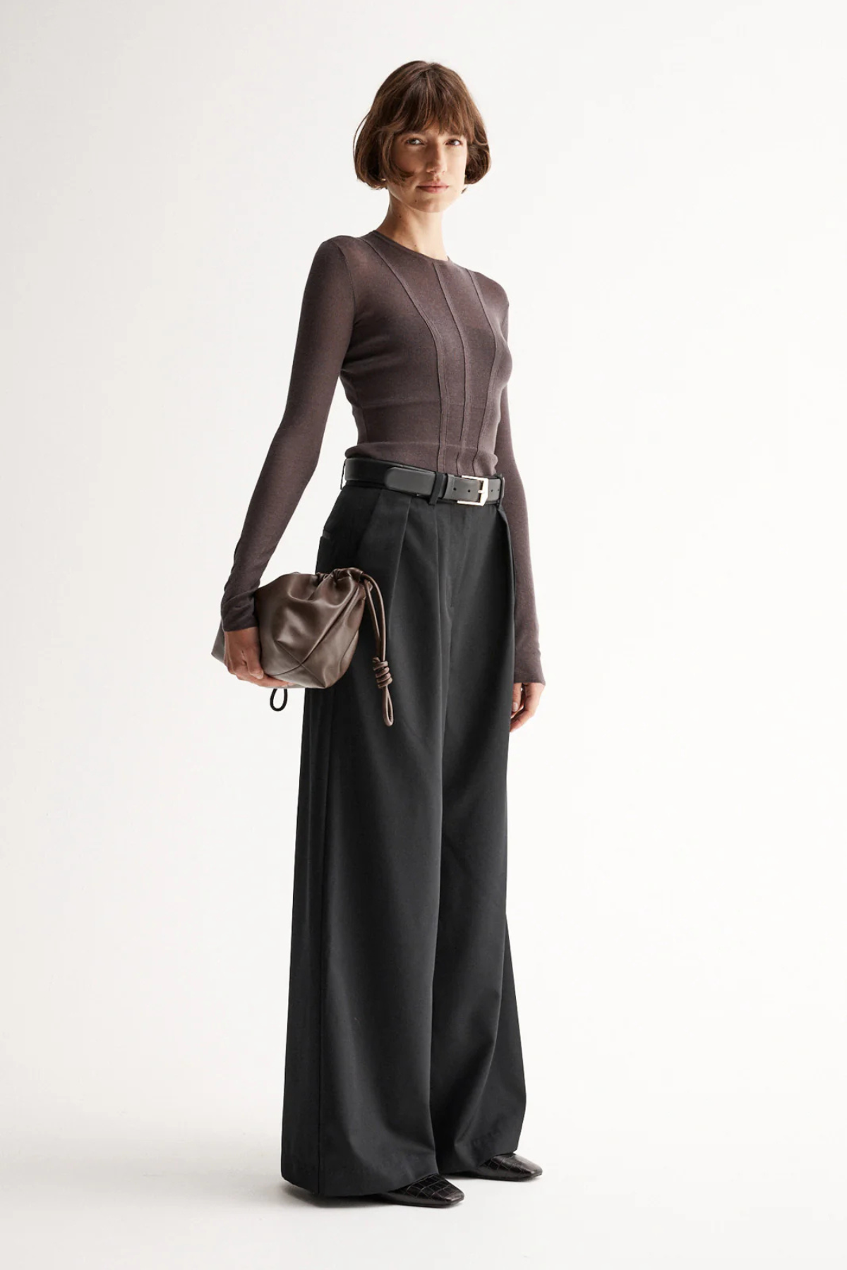 SILIA KNIT TOP CHOCOLATE