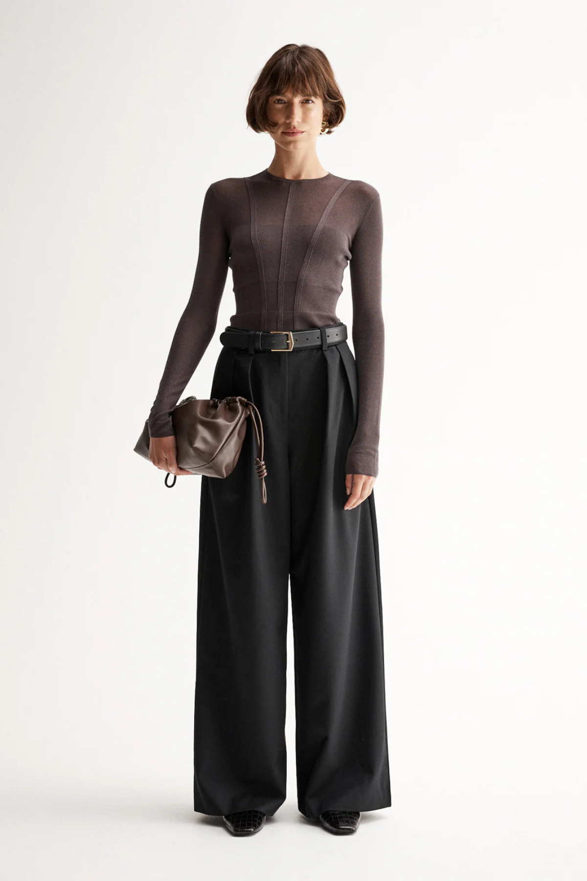 SILIA KNIT TOP CHOCOLATE