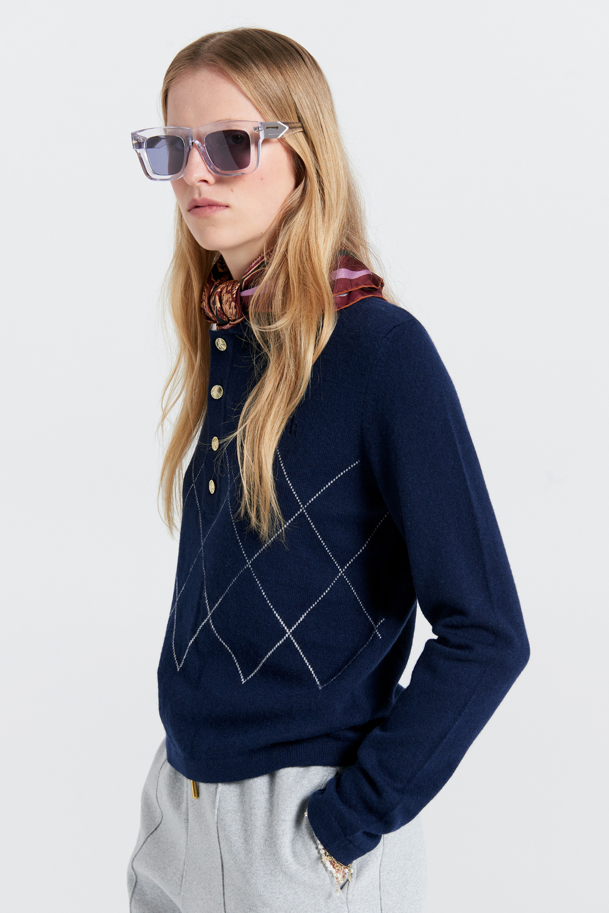 SOCIETY ARGYLE POLO NAVY