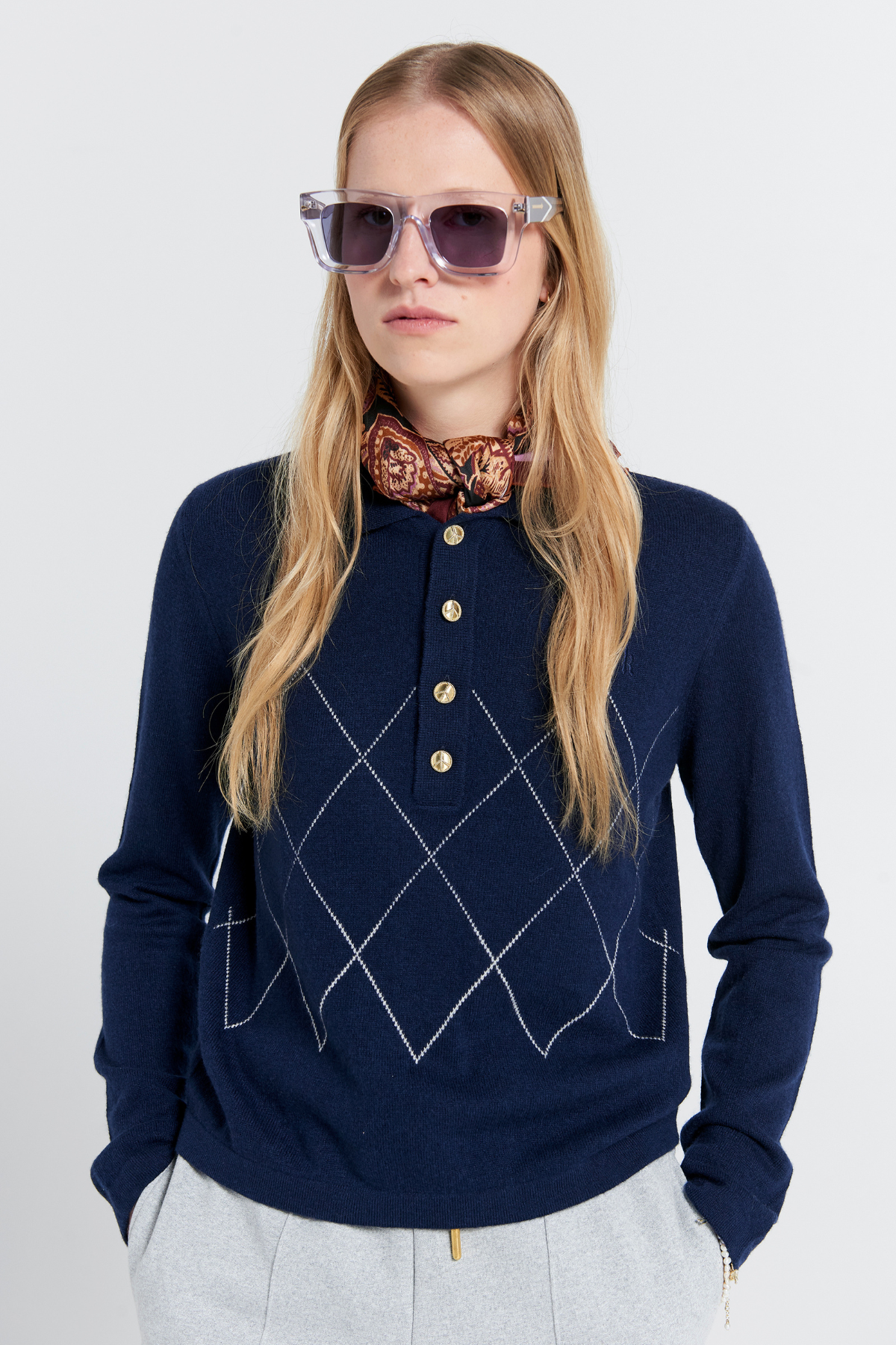 SOCIETY ARGYLE POLO NAVY