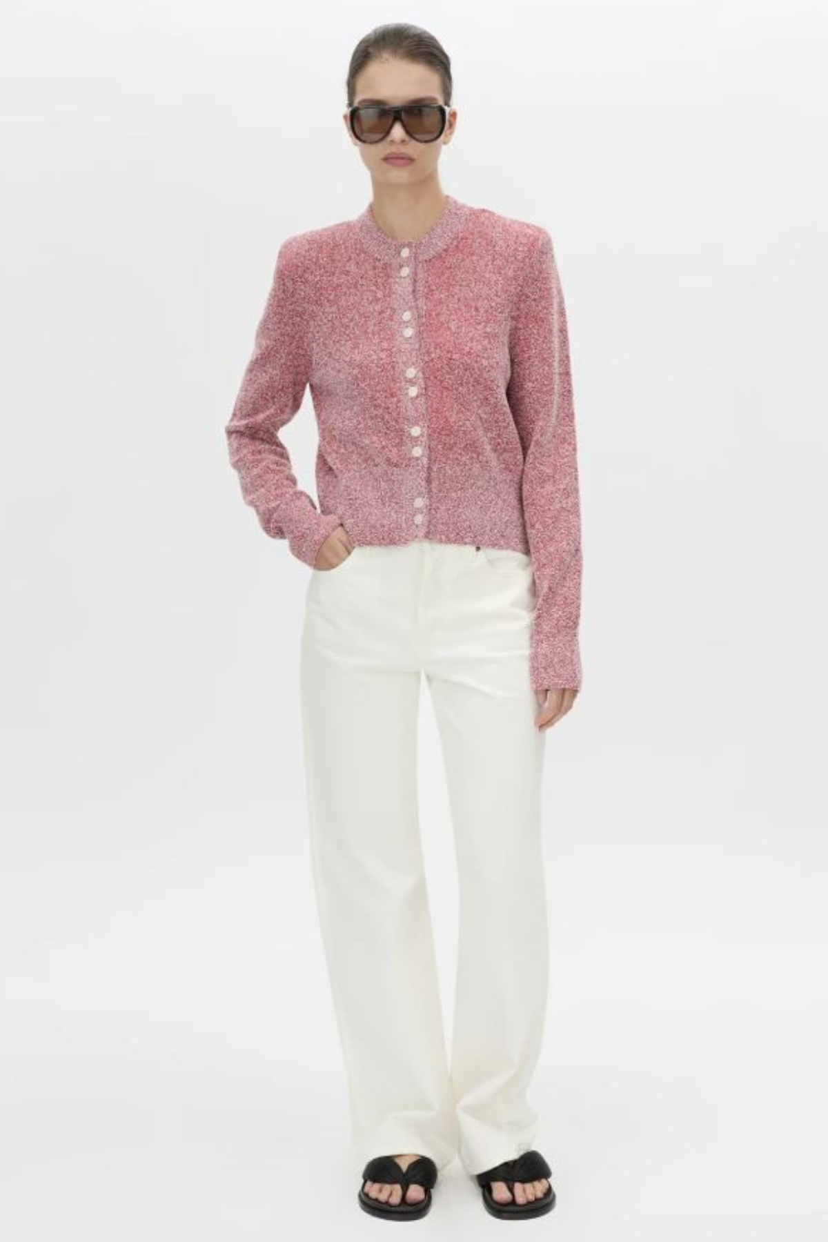 SOLEO TEXTURED KNIT CARDIGAN WATERMELON
