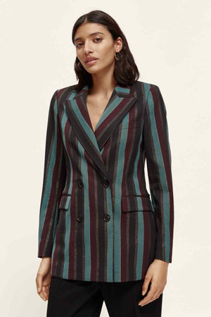 STRIPED DOUBLE BREASTED BLAZER HERITAGE LUREX STRIPE
