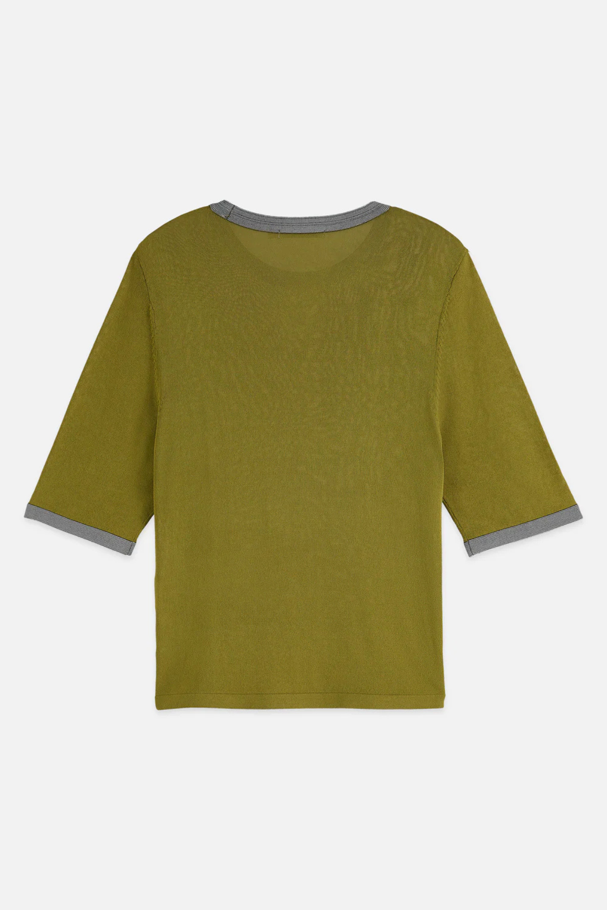 STRIPE TRIM SHORT SLEEVE PULLOVER GREEN MOSS