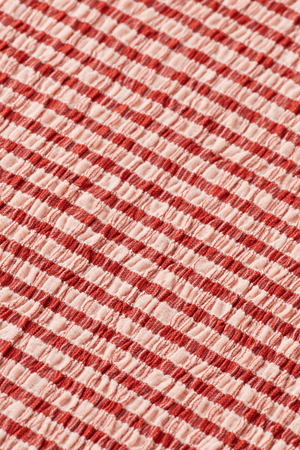STRUCTURED GINGHAM MIDI DRESS ROADSIDE RED
