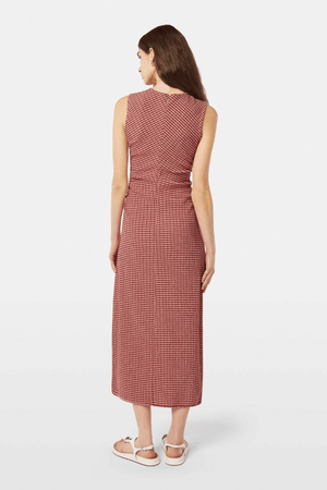 STRUCTURED GINGHAM MIDI DRESS ROADSIDE RED