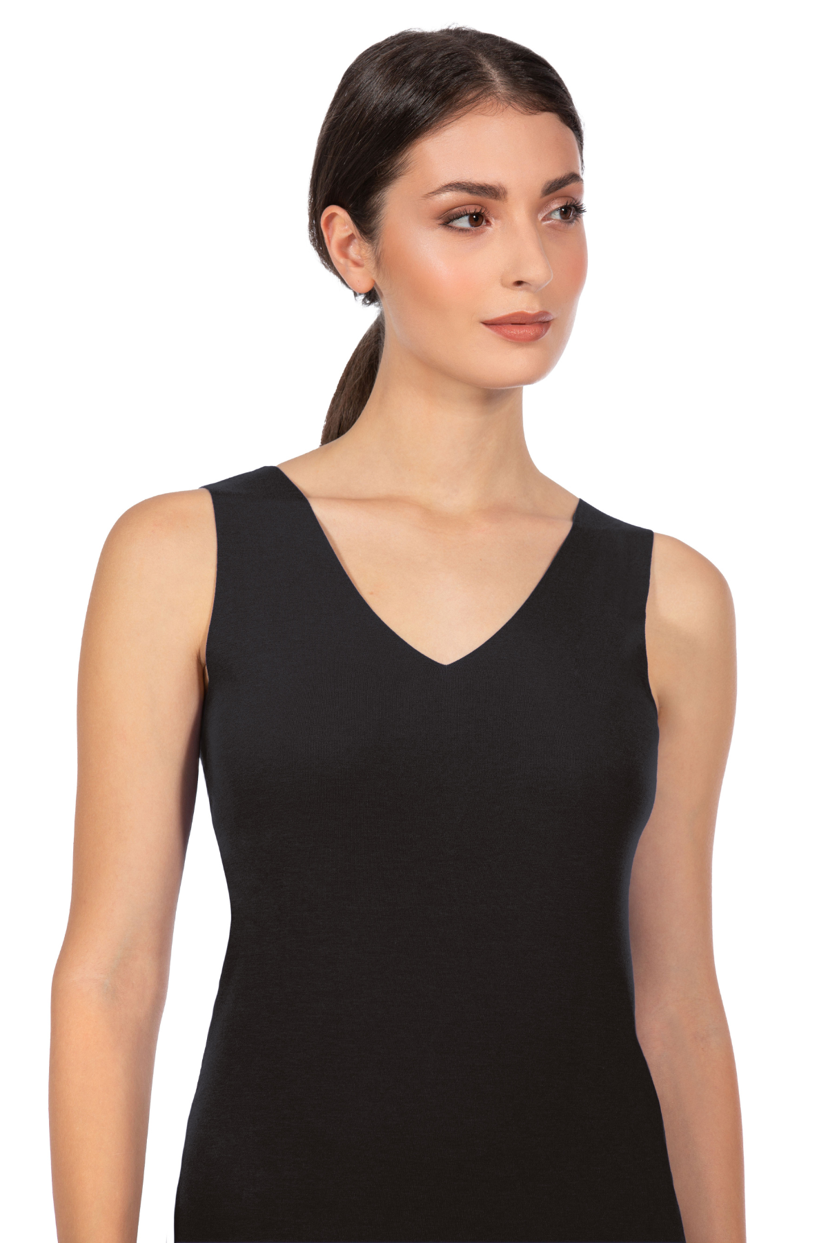 V NECK REVERSIBLE TOP BLACK
