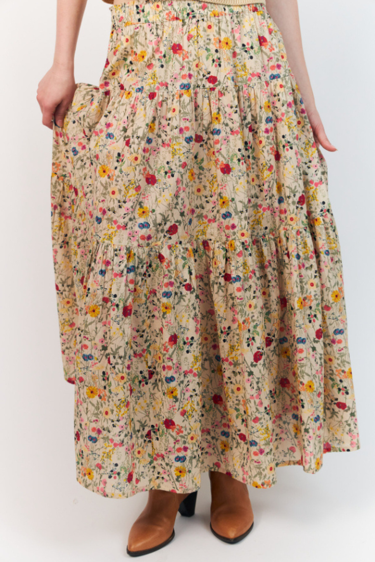 SUNSET MAXI SKIRT FLOWER PRINT