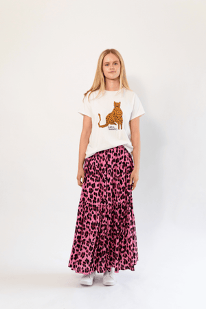 SUNSET MAXI SKIRT NEON PINK