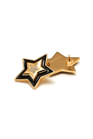SUPERNOVA EARRINGS BLACK ENAMEL/CZ/GOLD