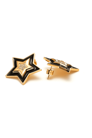 SUPERNOVA EARRINGS BLACK ENAMEL/CZ/GOLD