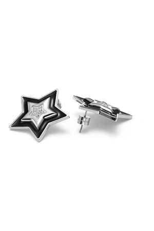 SUPERNOVA EARRINGS BLACK ENAMEL/CZ/SILVER