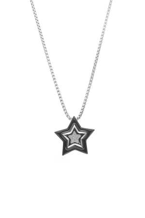 SUPERNOVA NECKLACE BLACK ENAMEL/CZ/SILVER