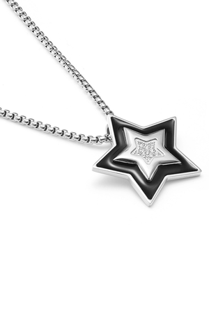 SUPERNOVA NECKLACE BLACK ENAMEL/CZ/SILVER