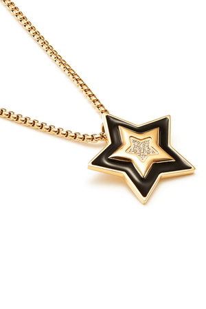 SUPERNOVA NECKLACE BLACK ENAMEL/CZ/GOLD