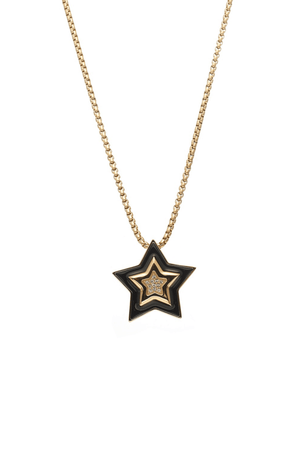SUPERNOVA NECKLACE BLACK ENAMEL/CZ/GOLD