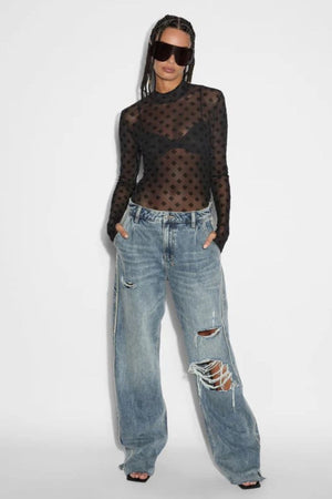 SYMBOLS LONG SLEEVE TOP BLACK