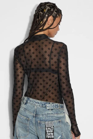 SYMBOLS LONG SLEEVE TOP BLACK