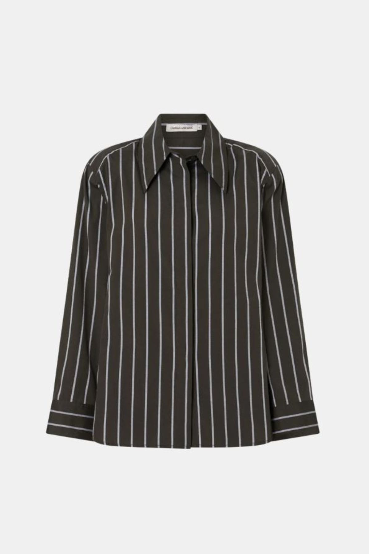 TARN FITTED STRIPE SHIRT DARK EMERALD