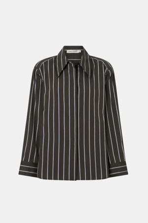 TARN FITTED STRIPE SHIRT DARK EMERALD