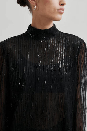 TASSEL BLOUSE BLACK