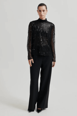 TASSEL BLOUSE BLACK