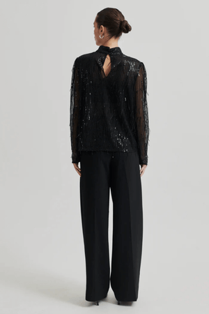 TASSEL BLOUSE BLACK