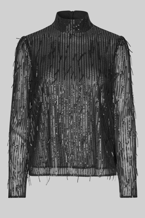 TASSEL BLOUSE BLACK