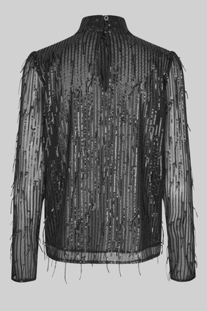 TASSEL BLOUSE BLACK