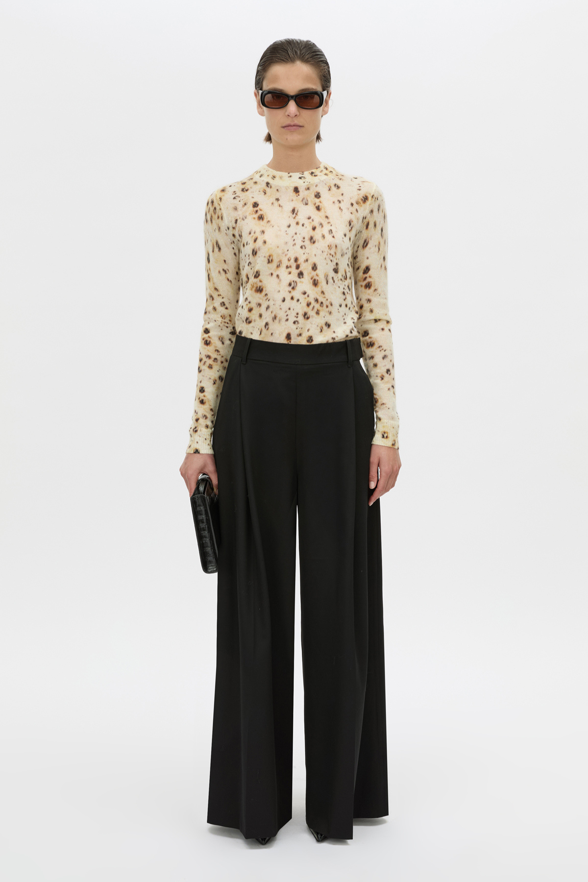 TENEVA PRINTED KNIT SWEATER SPOT PRINT