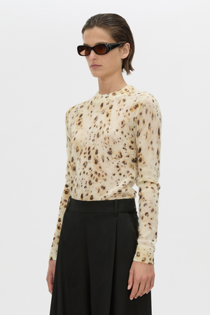TENEVA PRINTED KNIT SWEATER SPOT PRINT