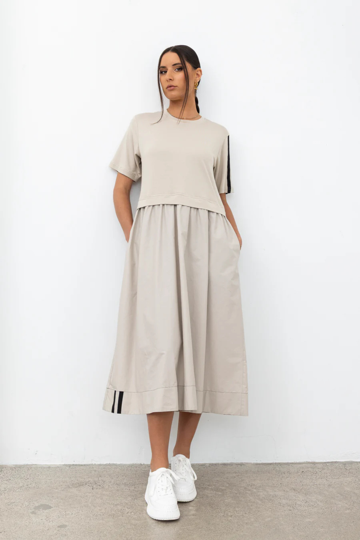 THAT WAY DRESS IVORY/BLACK TRIM
