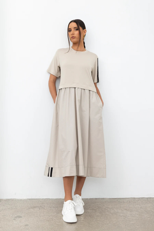 THAT WAY DRESS IVORY/BLACK TRIM
