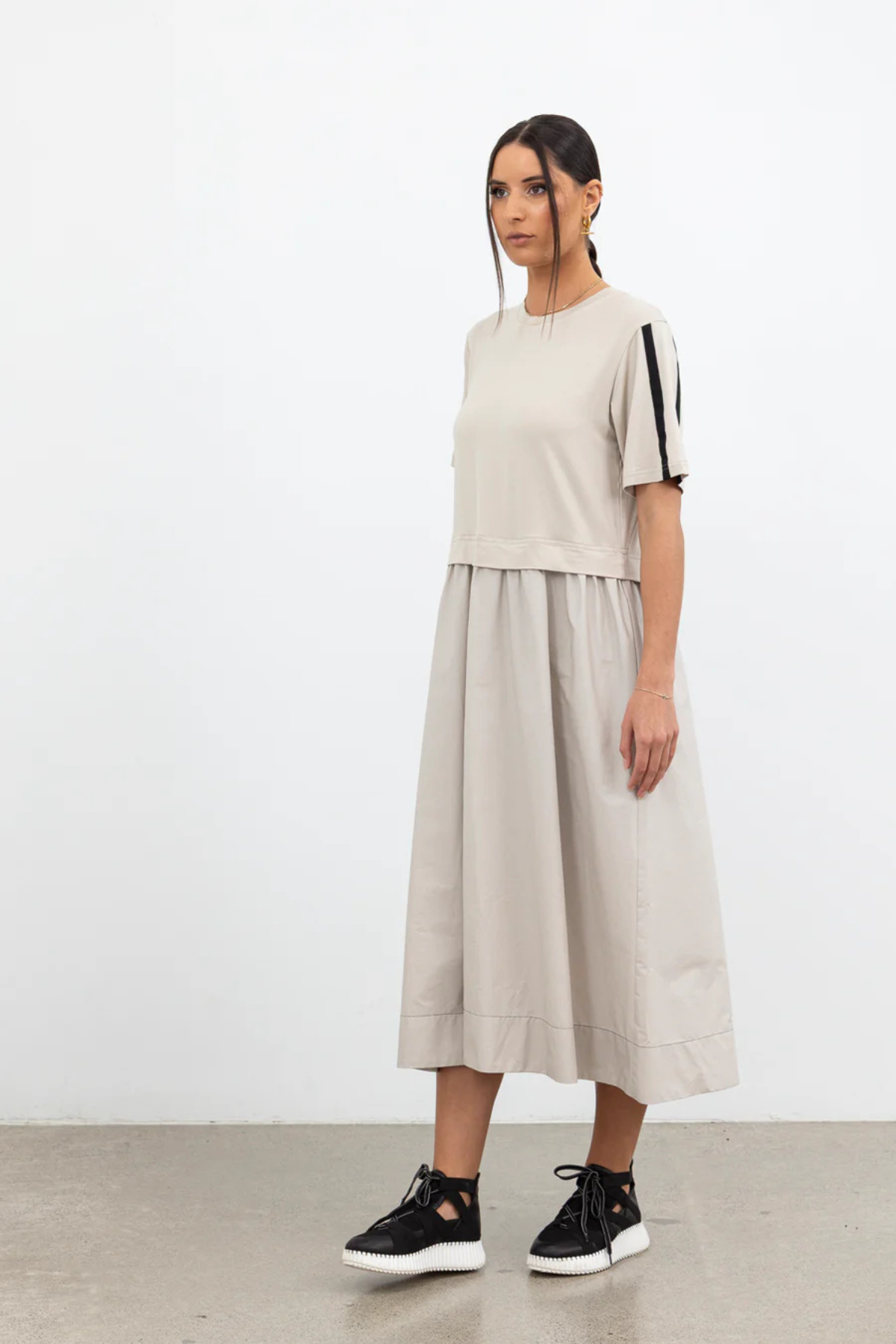 THAT WAY DRESS IVORY/BLACK TRIM