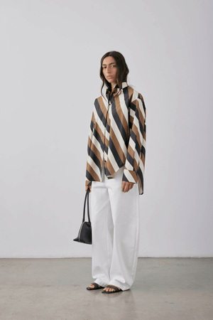 THERESE SHIRT PARCHMENT + TOBACCO STRIPE