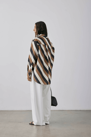 THERESE SHIRT PARCHMENT + TOBACCO STRIPE