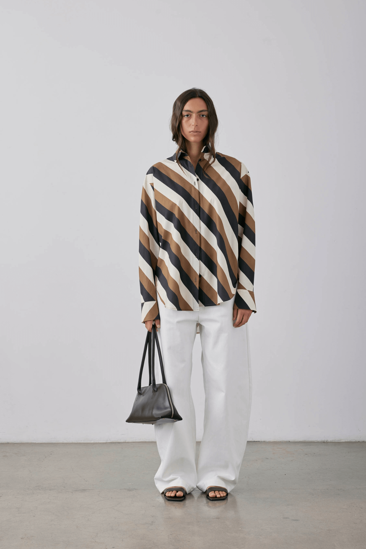 THERESE SHIRT PARCHMENT + TOBACCO STRIPE