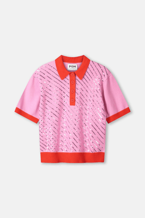TOP POLO SEQUINS CHEERING PINK