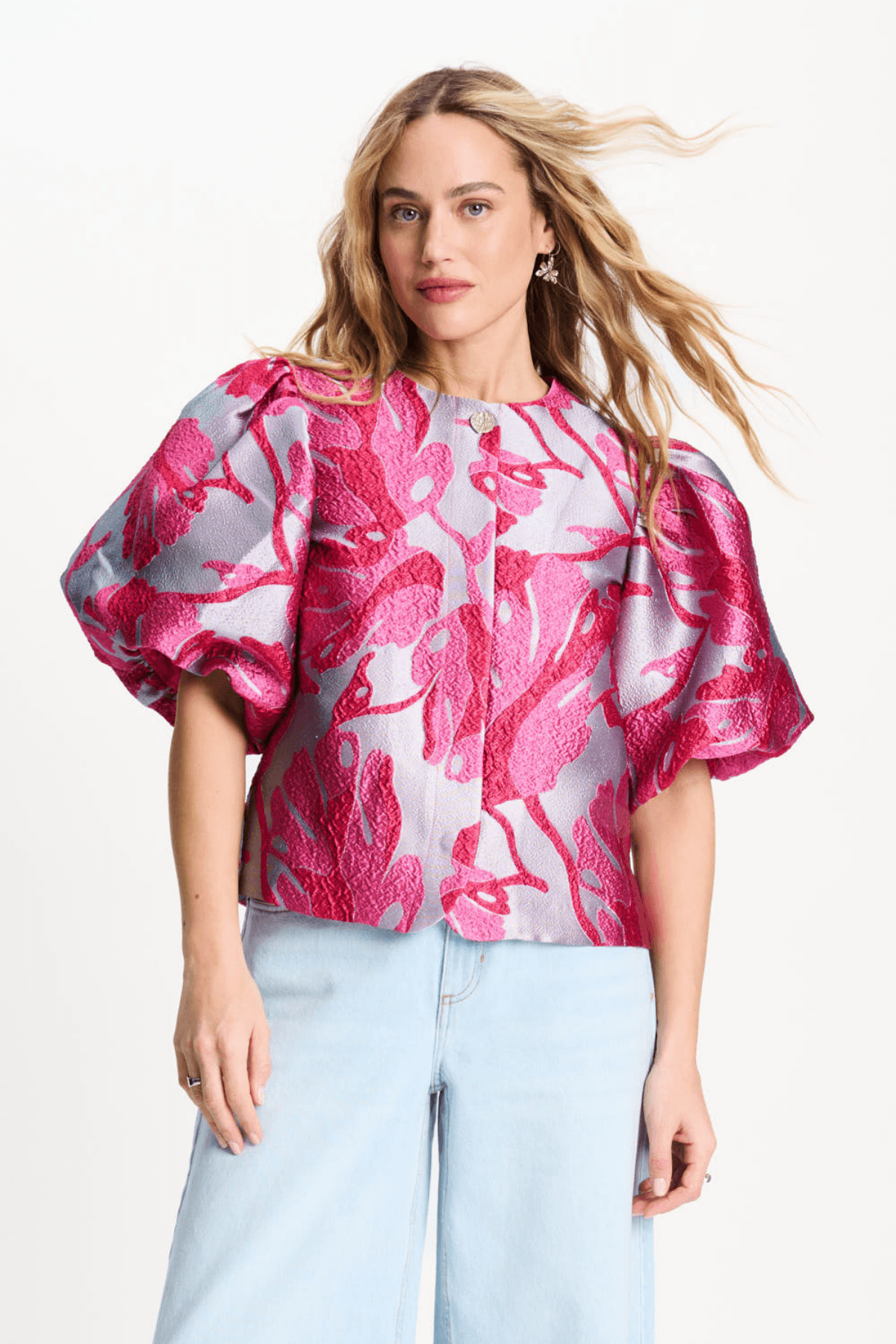 TOP URBAN FLORA BLUE JACQUARD