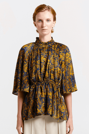 TRINKET TOP NAVY/ANTIQUE GOLD