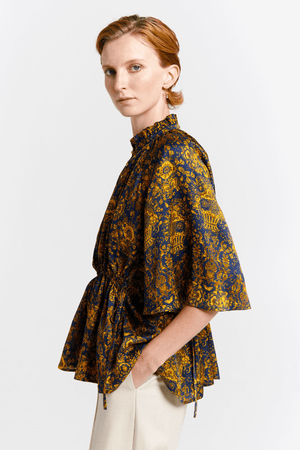 TRINKET TOP NAVY/ANTIQUE GOLD