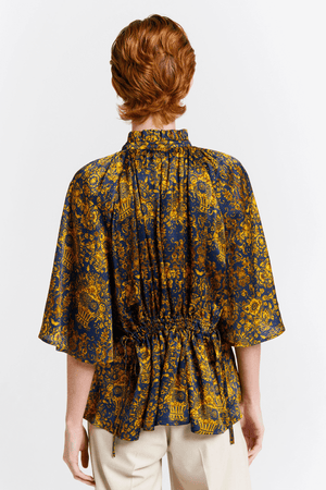 TRINKET TOP NAVY/ANTIQUE GOLD