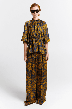 TRINKET TOP NAVY/ANTIQUE GOLD