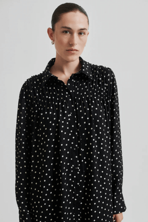 TUVA SPOT PRINT DRESS BLACK